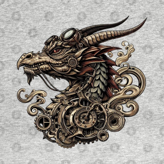 Fierce Steampunk Fantasy Dragon by Organicgal Graphics